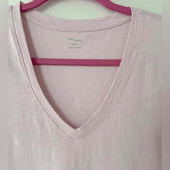 Daily Ritual Baby Pink V Neck T-Shirt Dress - Picture 3 of 4